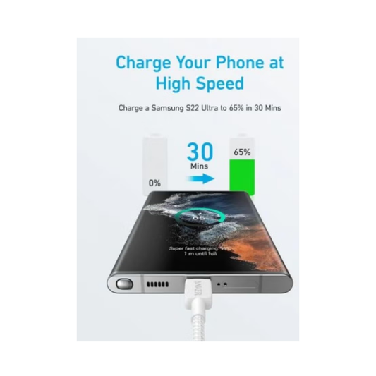 Anker 322 USB-A to USB-C Cable - (6ft Braided) - White