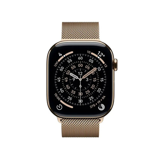 Apple Watch Series 11 GPS + Cellular 42mm Gold Titanium Case with Gold Milanese Loop