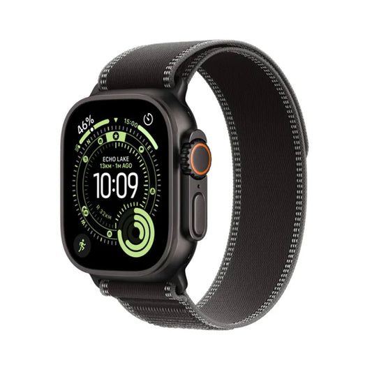 Apple Watch Ultra 3 GPS + Cellular 49mm Black Titanium Case with Black/Charcoal Trail Loop - S/M