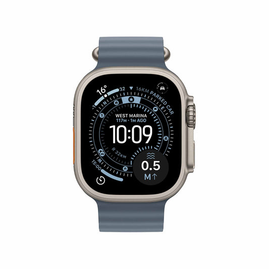 Apple Watch Ultra 3Β GPS + CellularΒ 49mmΒ Natural Titanium Case with Anchor Blue Ocean Band