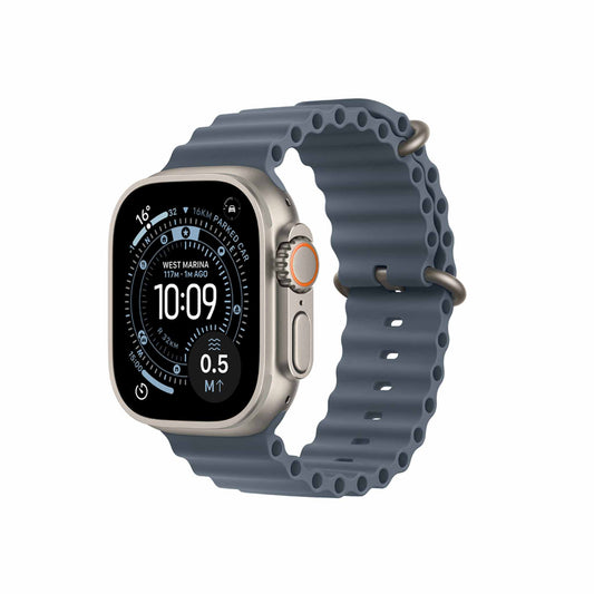 Apple Watch Ultra 3Β GPS + CellularΒ 49mmΒ Natural Titanium Case with Anchor Blue Ocean Band