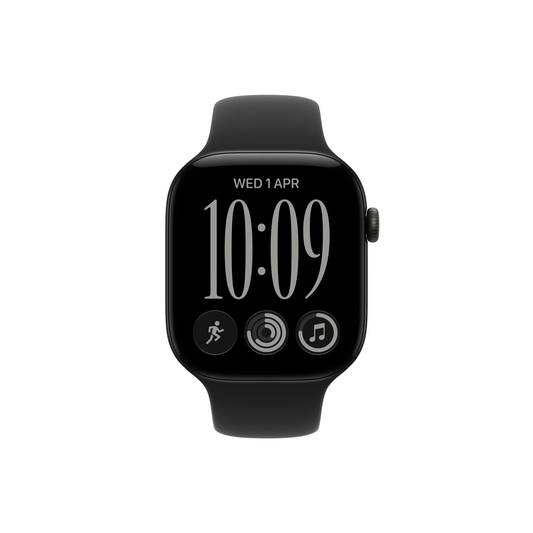 Apple Watch Series 12 GPS 46mm Black Aluminium Case with Black Sport Band - S/M-Middle East