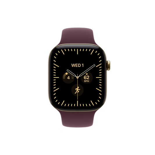 Apple Watch Series 12 GPS + Cellular 46mm Radiant Gold Titanium Case with Burgundy Sport Band - M/L-Middle East