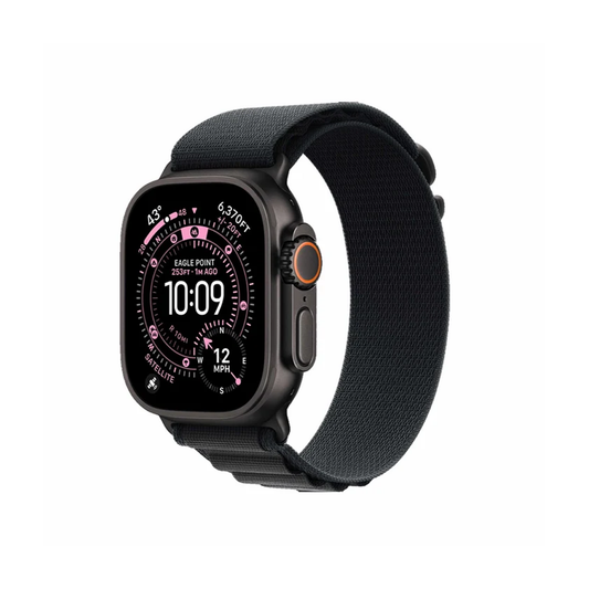Apple Watch Ultra 3Β GPS + CellularΒ 49mmΒ Black Titanium Case with Black Alpine Loop - Medium