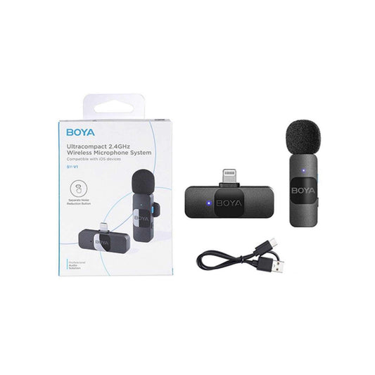 Boya Smallest Wireless Microphone 2.4Ghz with Lightning connector for iOS device (1TX+1RX)
