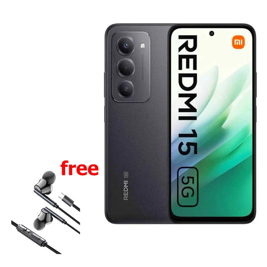 Redmi 15 5G - 8GB RAM 256GB ROM - Mobile Phone - Midnight Black + free Earbuds