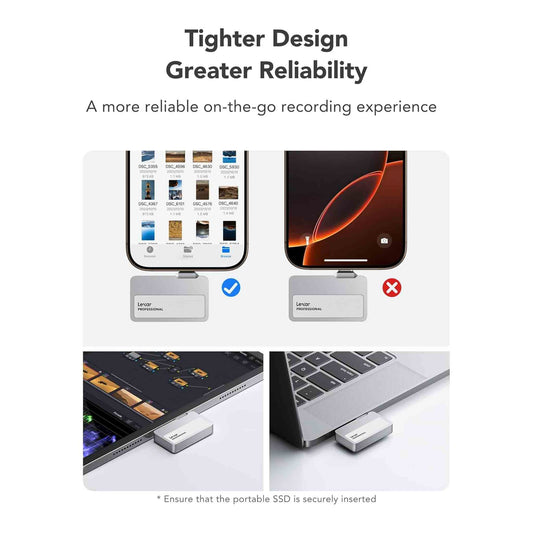 Lexar SL400 Professional Go Portable SSD with Hub - USB-C-Black- 1TB - LSL400S001T-RNSNG