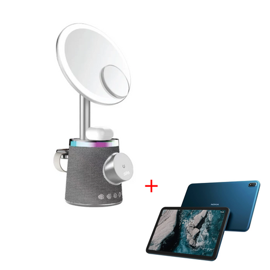 SIA Makeup Mirror With Speaker And 3 In 1 Wireless Charging - Light Gray