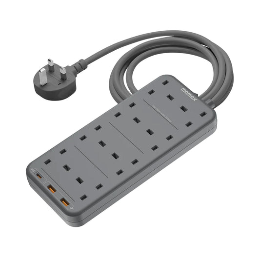 Momax - ONEPLUGΒ 4-OutletΒ ONEPLUGΒ 8-OutletΒ PowerΒ StripΒ WithΒ USB - Grey