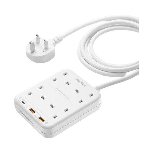 Momax - ONEPLUG 4-Outlet Power Strip With USB (PD 20W 2A 1C) - White