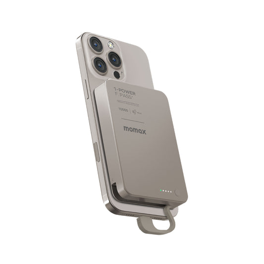 Momax - 1-Power F.Pass+ 10000mAh Battery Pack With Built in Cable and Magnetic Attachment - (Titanium)