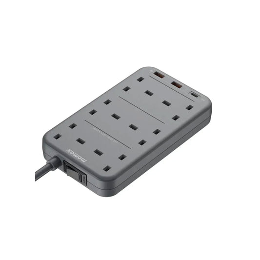 Momax ONEPLUG 6-Outlet Power Strip With USB Power StripΒ -Β Black