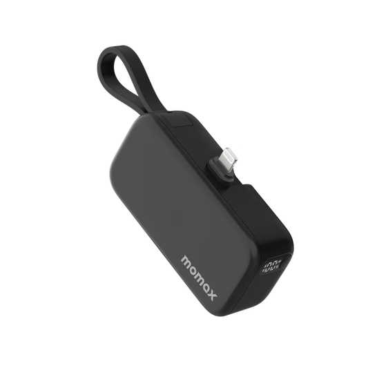 Momax 1-Power Mini 5000mAh Bulit-in Foldable lightning Battery pack - Black