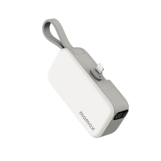 Momax 1-Power Mini 5000mAh Bulit-in Foldable lightning Battery Pack - White