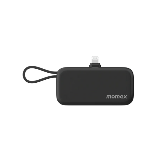 Momax 1-Power Mini 5000mAh Bulit-in Foldable lightning Battery pack - Black