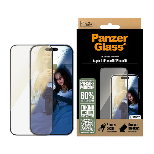 PanzerGlass® EyeCare Screen Protector - 6.1 Inch- Ultra-Wide Fit for iPhone 15 | iPhone 16