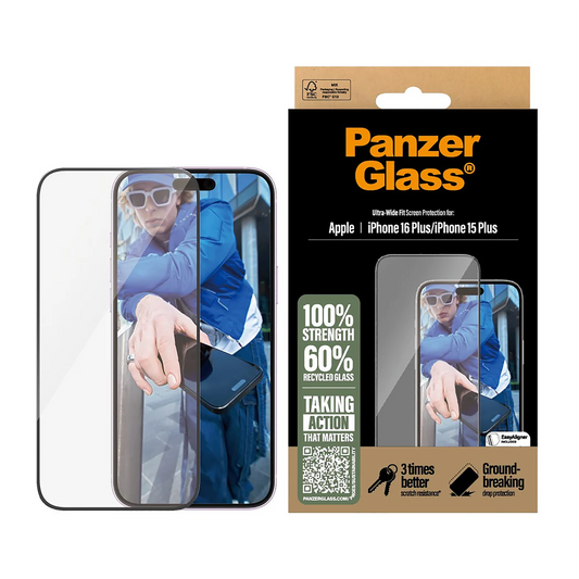 PanzerGlass® Screen Protector - 6.7 Inch - Ultra-Wide Fit -for iPhone 16 Plus | 15 Plus