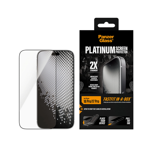 PanzerGlass® Screen Protector for Apple iPhone 2026 Pro Platinum w. Fastfit in-a-box
