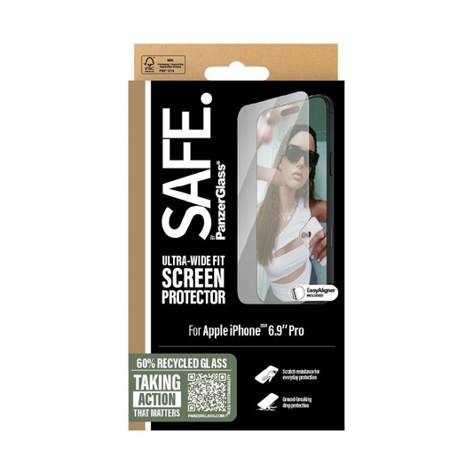 PanzerGlass Safe. by ® Screen Protector iPhone 16 Pro Max | Ultra-Wide Fit