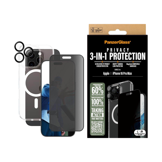 PanzerGlass® Flagship 3-in-1 Privacy Bundle - 6.7 Inch - for iPhone 16 Pro Max