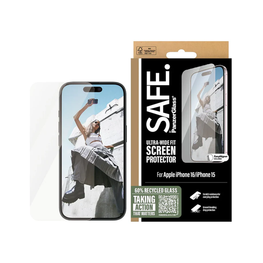 PanzerGlass® Screen Protector For iPhone 16 - 6.1 Inch | Ultra-Wide Fit