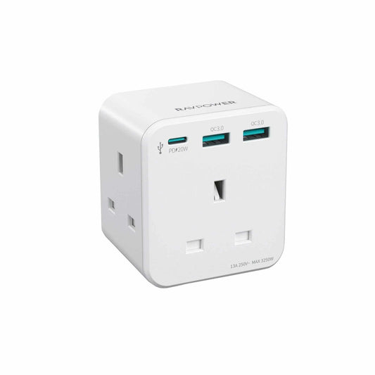 RAVPower RP-PC1037 PD 20W wall charger White UK Version with 3 AC plug