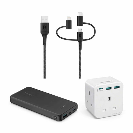 RAVPower RP-PB1215 PD Pioneer Power Bank 10000mAh + PC1037 PD 20W Wall Charger + CB1033 3 in 1 cable