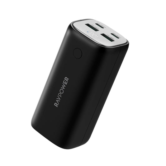 راف باور شاحن جان بي دي 65 واط - بأربعة منافذ غير متصل بقوة 20000 مللي أمبير في الساعة - أسود