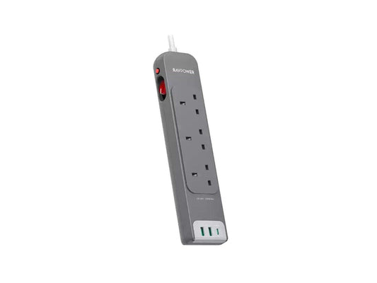 RAVPower RP-PC1038 3 Outlets Power Strip Gray UK Version 3m with USB Port