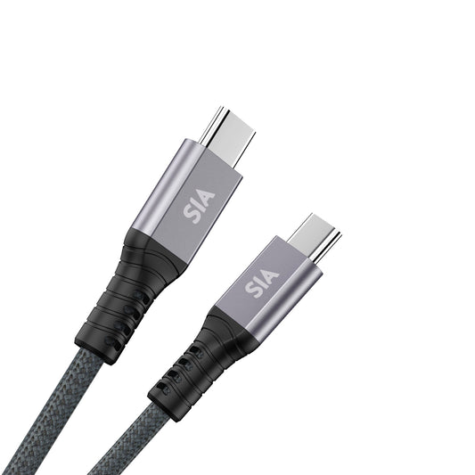 SIA Braided C-C 240W Cable With 40Gbps Data Transmission Support Video And Audio, Emark IC - 1.0M - Gray