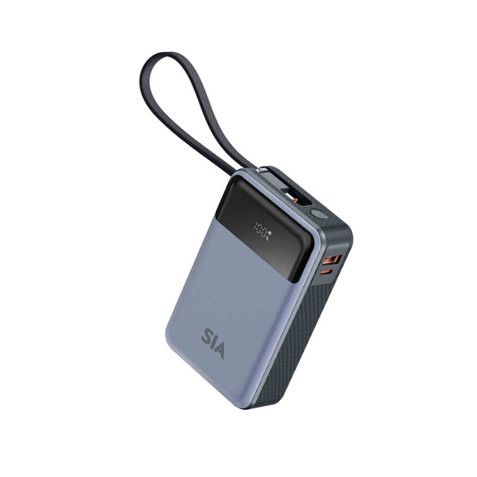 SIA Volt Link SIPB65WTC-GR Power Bank 20K mAh 65W PD/PPS/QC With BuilT In Type-C Cable Gray