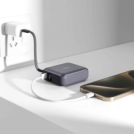 سيا فولت لينك sipb35wtc-gr باور بانك 10,000ملي امبير 35 واط PD/PPS مع كابل تايب سي مدمج - رمادي