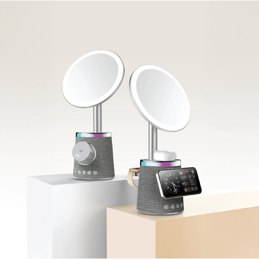 SIA Makeup Mirror With Speaker And 3 In 1 Wireless Charging - Light Gray