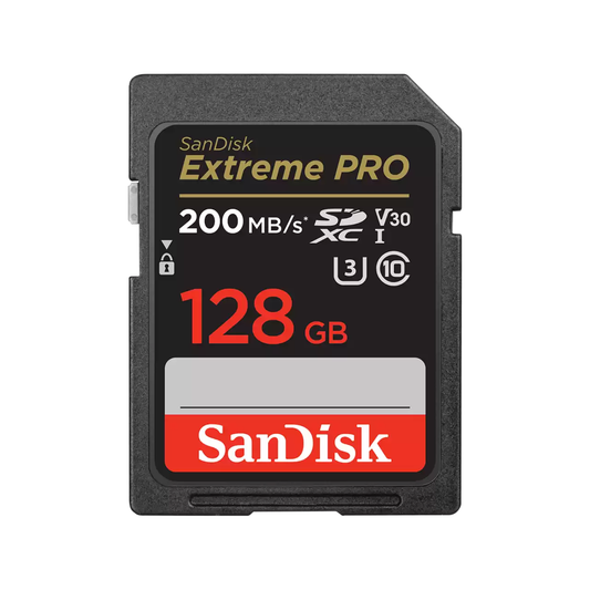 سان ديسك إكستريم برو بطاقة ذاكرة SD بسعة 128 جيجابايت للكاميرات الرقمية DSLR والكاميرات بدون مرآة