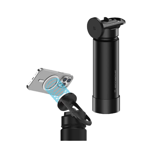 Scosche MagicMount Flask 22 oz (650ml) Stainless Steel Insulated Water Bottle With Magnetic Cell Phone Holder/Tripod Mount Stand/Magsafe - Black