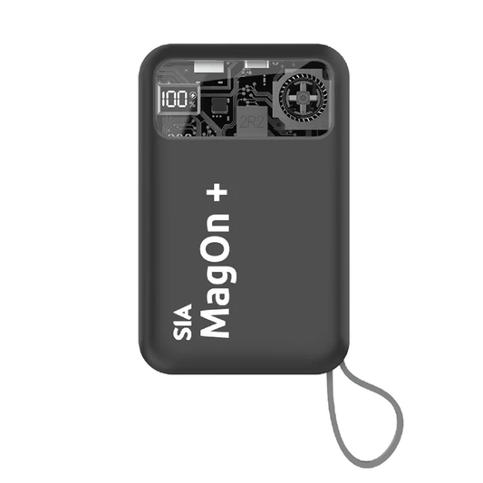 SIA Magnetic PB-Built in RGB Cooling Fan -TYPE-C AND Lightning BUILT-IN Cables - PD 20W - Wireless Charging 15W - 10000mAh - Gray