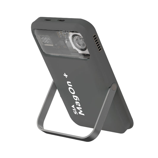 SIA Magnetic PB-Built in RGB cooling fan AND Aluminum alloy stand PD 20W - Wireless Charging 15W 10000mAh - Gray