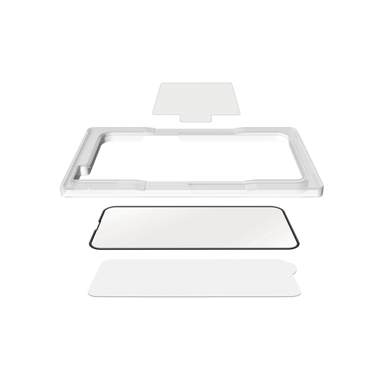 توري بودي جلاس حماية شاشة لجهاز ايفون 13 بروماكس بحجم 6.7 بوصة مع طلاء مضاد للبكتيريا - تغطية كاملة + إطار سيليكون - أسود