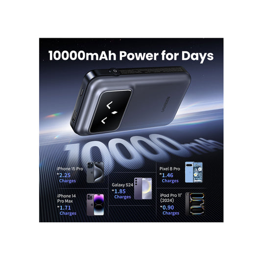 UGREEN 10000mAh Power Bank with Built-in Cable - Purple
