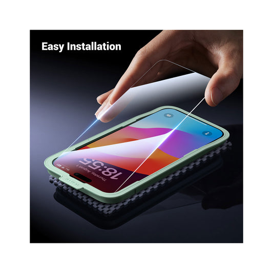 يوجرين اتش دي واقي شاشة مع إطار التثبيت لهاتف ايفون 16 برو ماكس (عبوة من قطعتين)