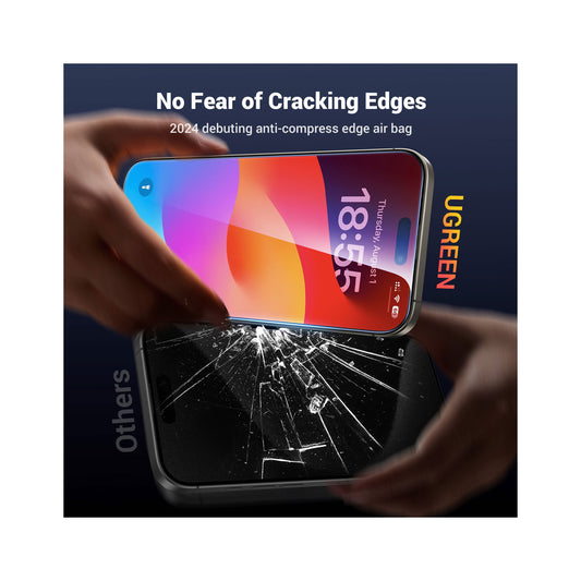 يوجرين اتش دي واقي شاشة مع إطار التثبيت لهاتف ايفون 16 برو (عبوة من قطعتين)