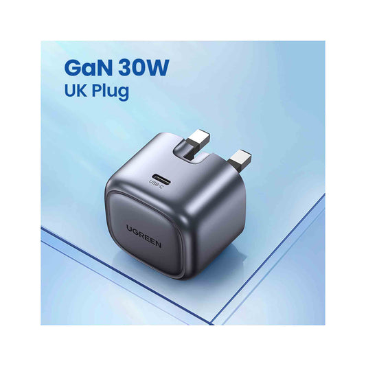 UGREEN Nexode 30W USB-C PD GaN Fast Charger UK -folding foot (Black) CD305