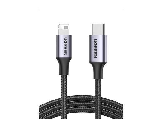 UGREEN USB-C to Lightning M/M Cable Aluminum Shell Braided 1m (Black)US304