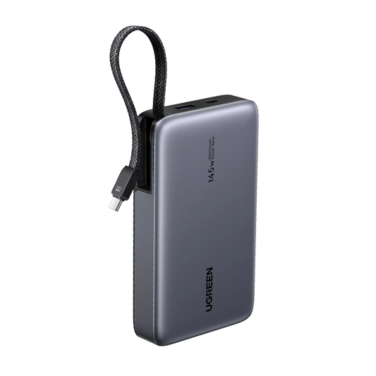 يوجرين باور بنك 20000 مللي أمبير بقوة 30 واط مع منفذ Type-C ومنفذ USB-A وسلكين مدمجين بقدرة 30 واط