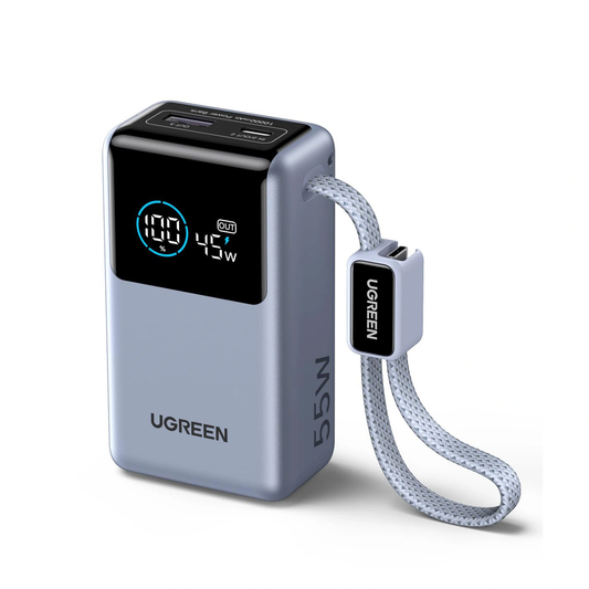 UGREEN Nexode Power Bank 10000mAh, 55W, 2 Ports, Built-in Cable