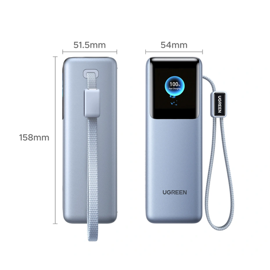 UGREEN 25000mAh - 200W Nexode Pro Power Bank with 35cm Braided Cable + 65cm Retractable Cable