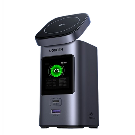 UGREEN 20000mAh 145W Fast Charging Qi2 15W Power Bank - Black\Gray