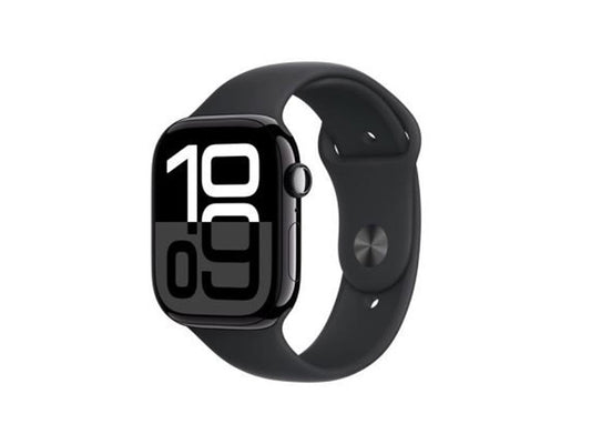 Apple Watch Series 10 GPS 46mm Jet Black Aluminium Case with Black Sport Band - M/L