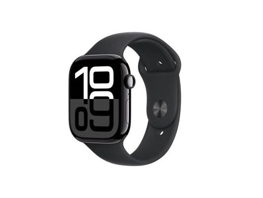 Apple Watch Series 10 GPS 46mm Jet Black Aluminium Case with Black Sport Band - S/M