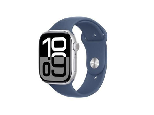 Apple Watch Series 10 GPS 46mm Silver Aluminium Case with Denim Sport Band - M/L